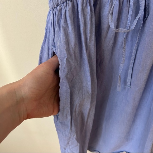 H&M Blue Button Down Sleeveless Spaghetti Strap Pocket Sundress Mini Size 6 - Picture 6 of 7